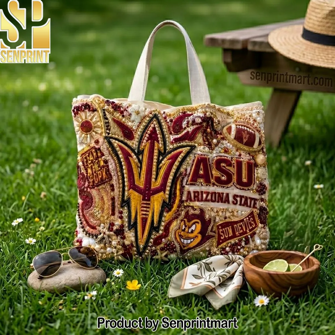 Arizona State Sun Devils Embellished Beaded Tote Bag