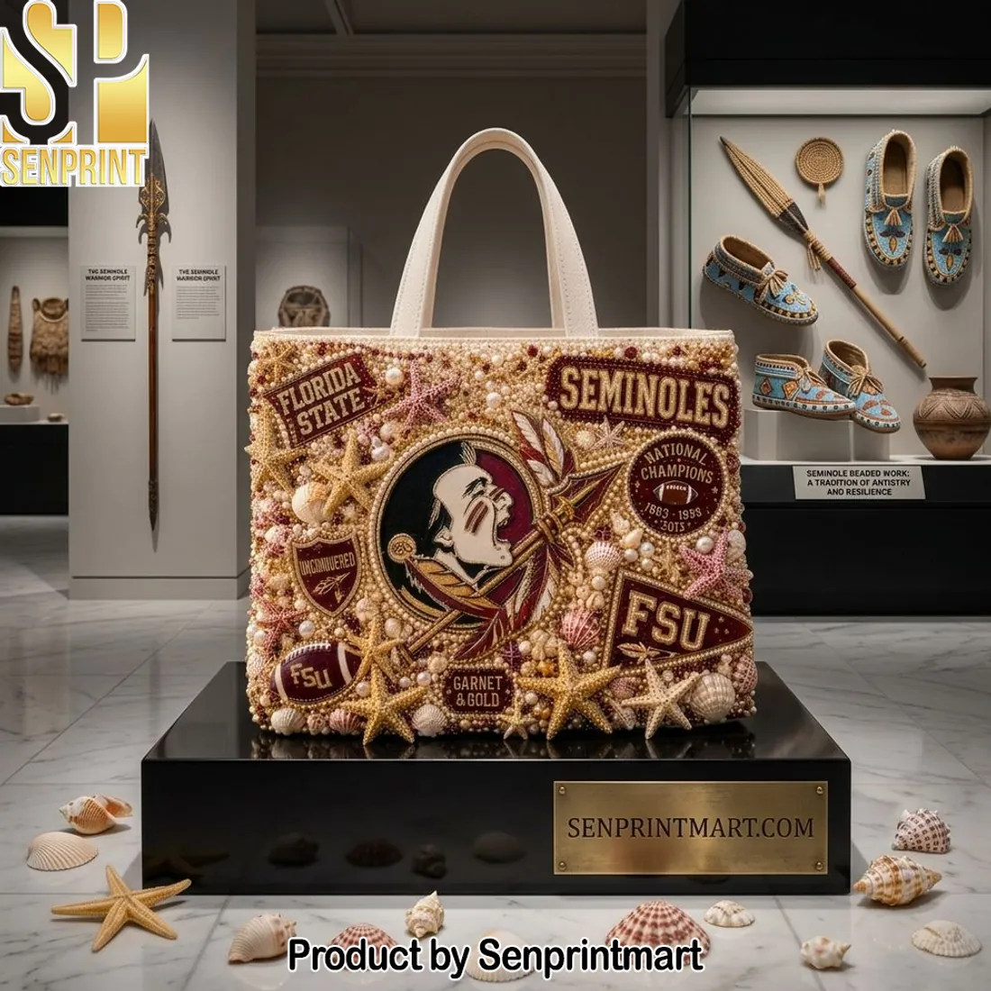 Florida State Seminoles National Champions 1993-2013 Beaded Tote Bag