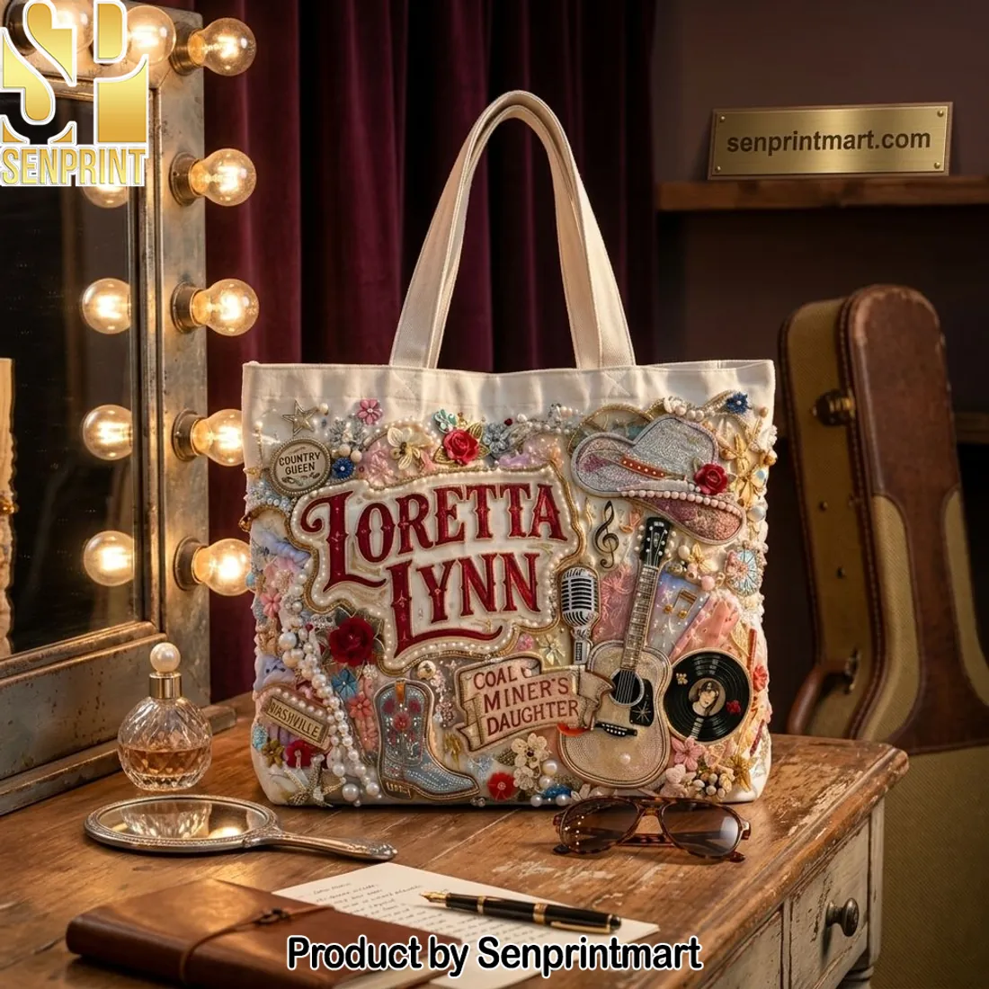 Loretta Lynn Coal Miner’s Daughter Embellished Tote Bag