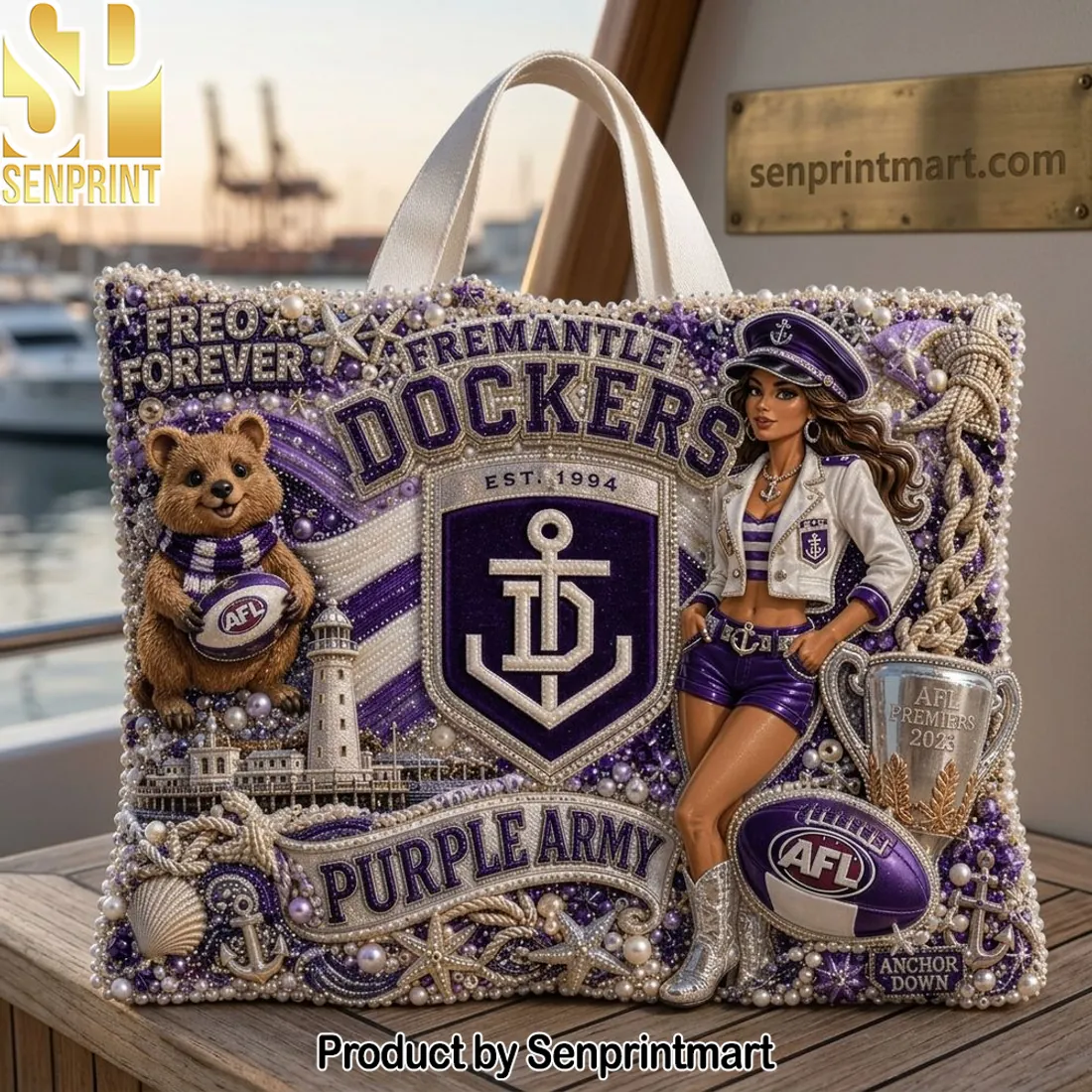Fremantle Dockers AFL Premiers 2023 Embellished Tote Bag