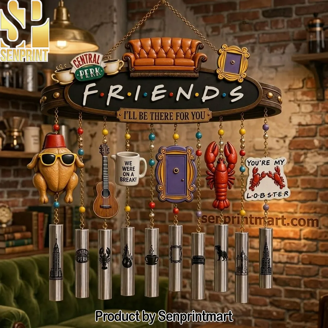 FRIENDS TV Show Central Perk Iconic Charms Wind Chime