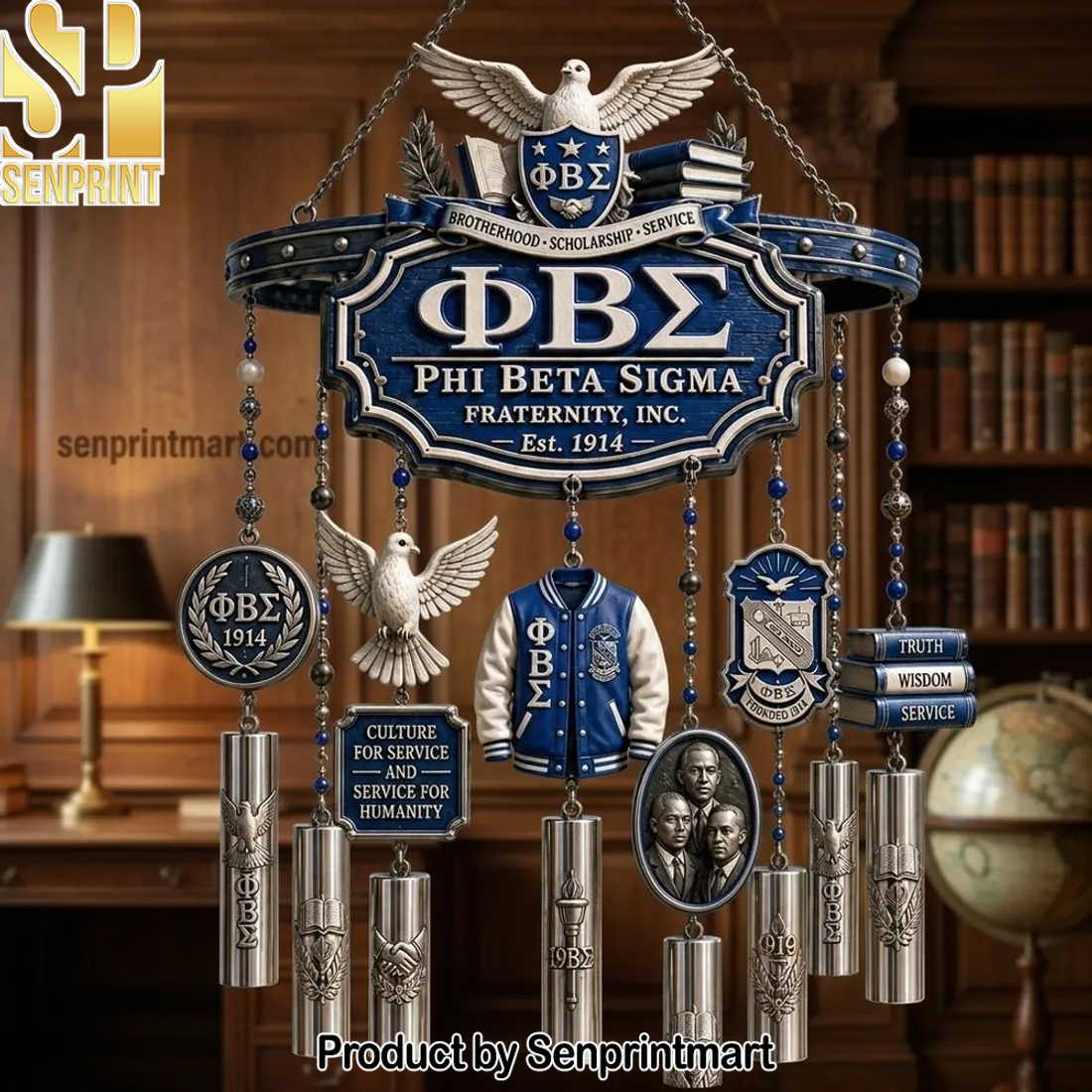 Phi Beta Sigma Fraternity Est. 1914 Brotherhood Commemorative Wind Chime