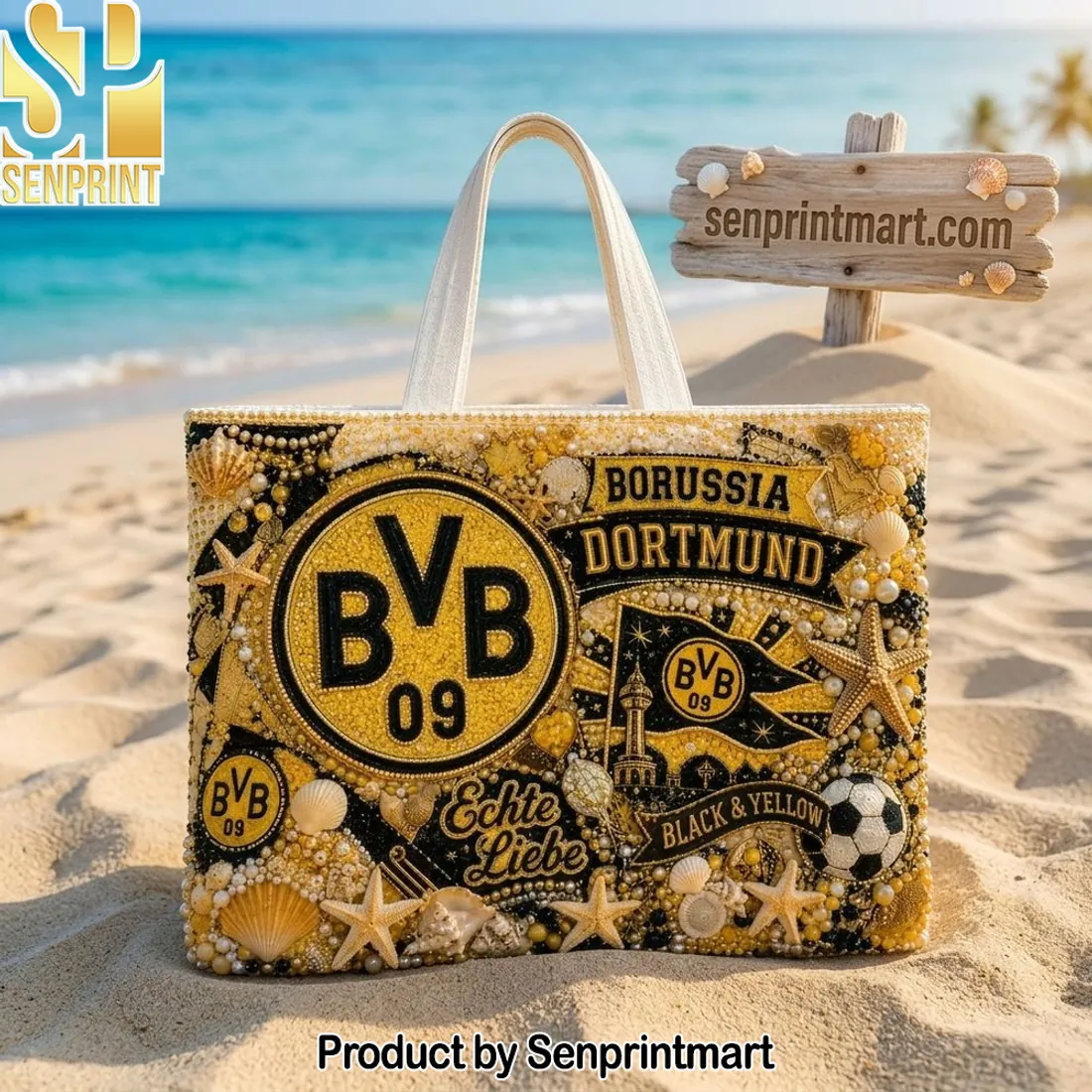 Borussia Dortmund BVB 09 Echte Liebe Embellished Tote Bag
