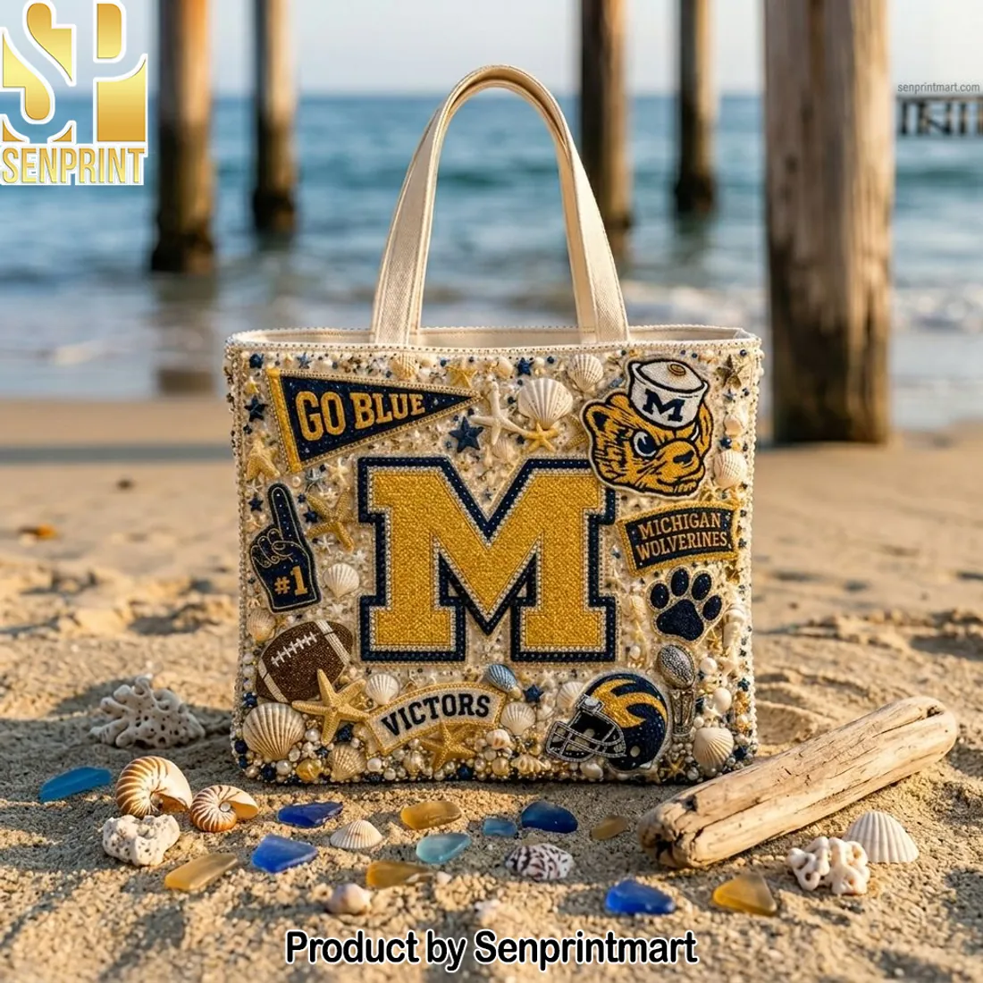 Michigan Wolverines Go Blue Summer Beach Tote Bag