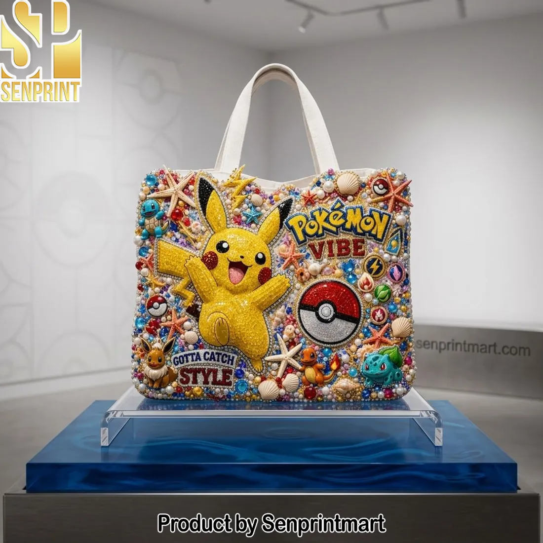Pikachu Pokémon Vibe Embellished Gotta Catch Style Tote Bag