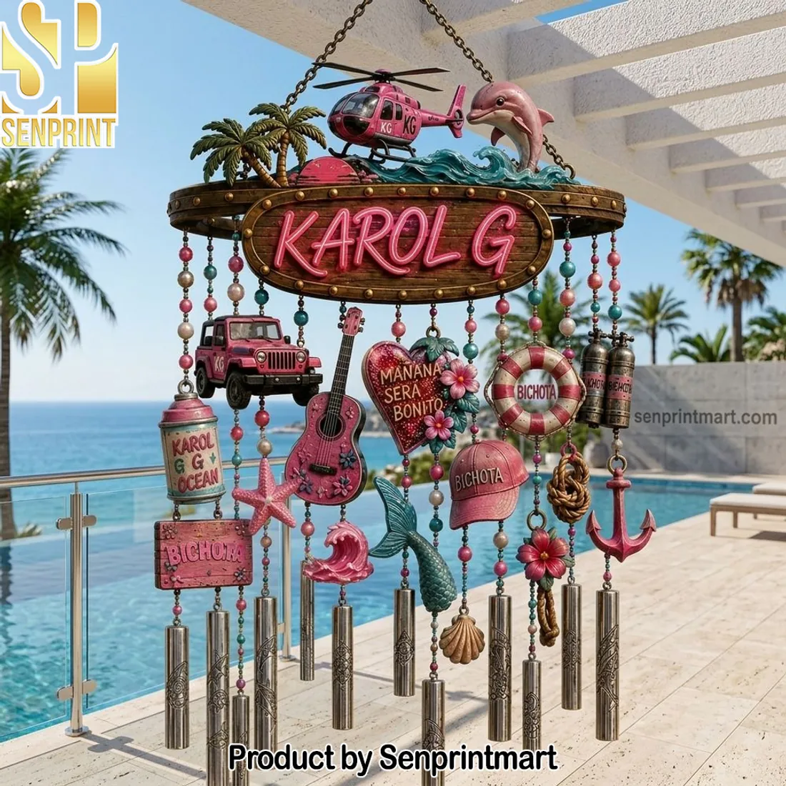 Karol G Mañana Será Bonito Tropical Pink Wind Chime