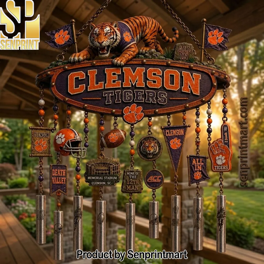 Clemson Tigers 3D Memorial Stadium Death Valley Wind Chime