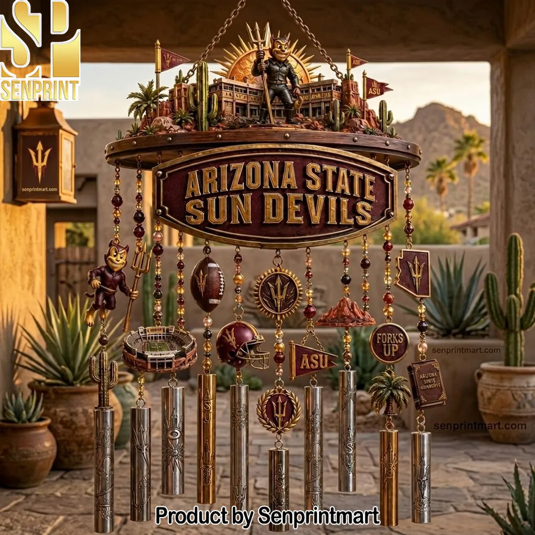 Arizona State Sun Devils Forks Up Mascot Wind Chime