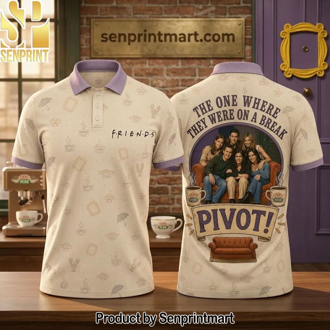 Friends The One Where They Were On A Break All-Over Print Polo Shirt