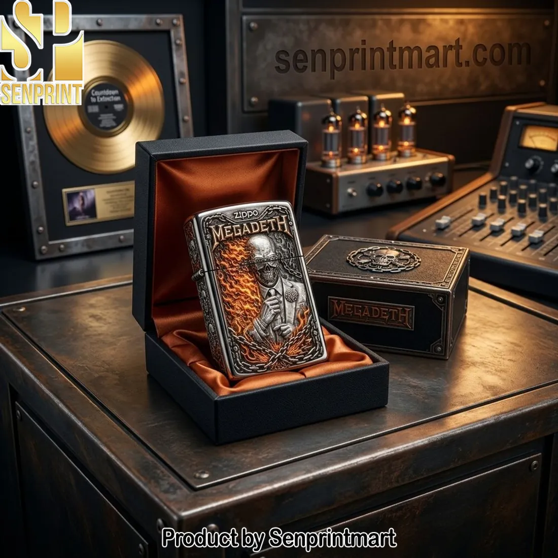 Megadeth Zippo Premium Skull Embossed Lighter