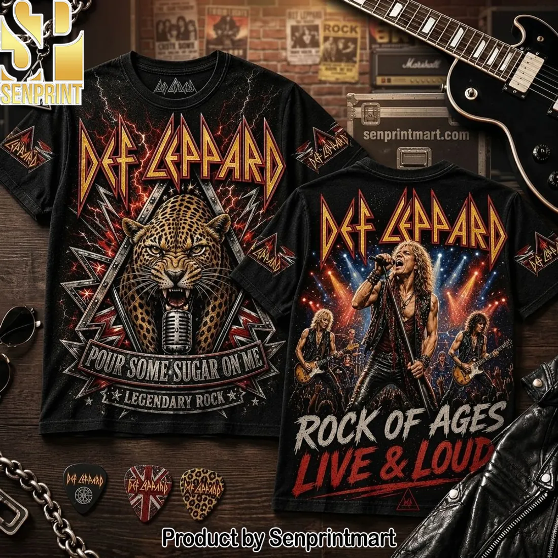 Def Leppard Pour Some Sugar On Me Leopard 3D All-Over Print T-Shirt