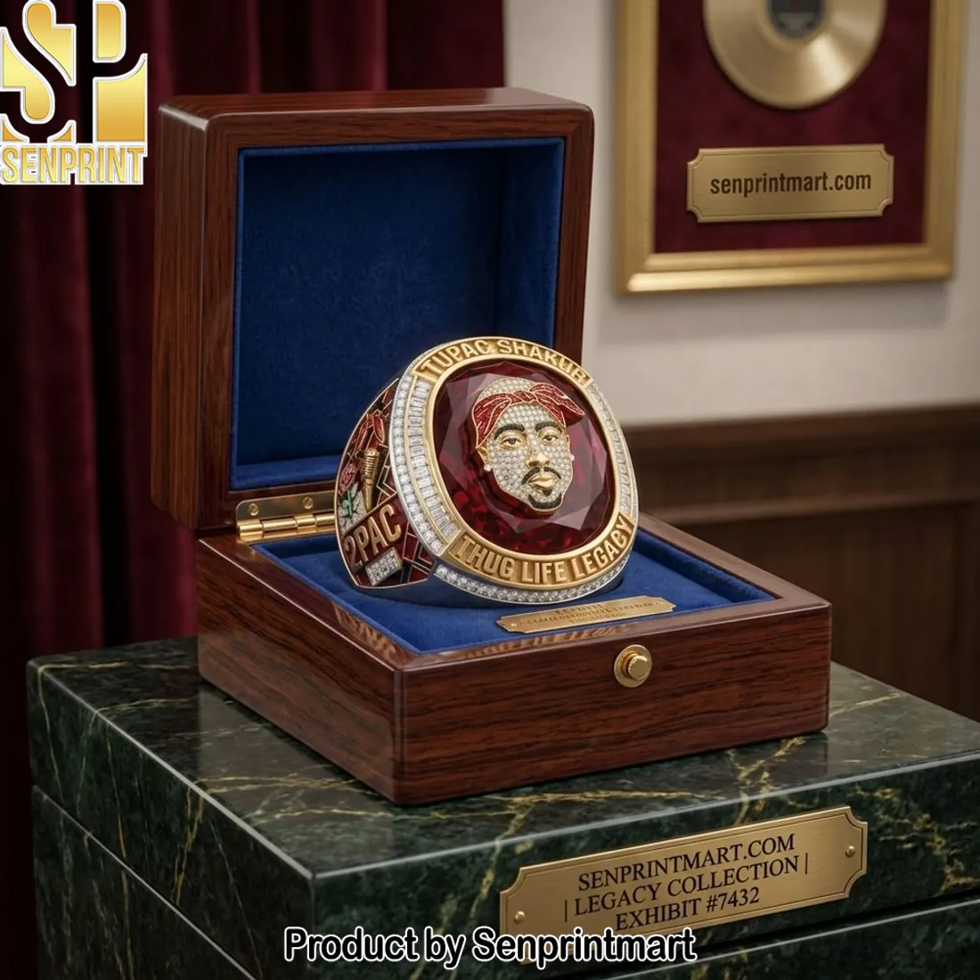 Tupac Shakur Thug Life Legacy Diamond Commemorative Ring