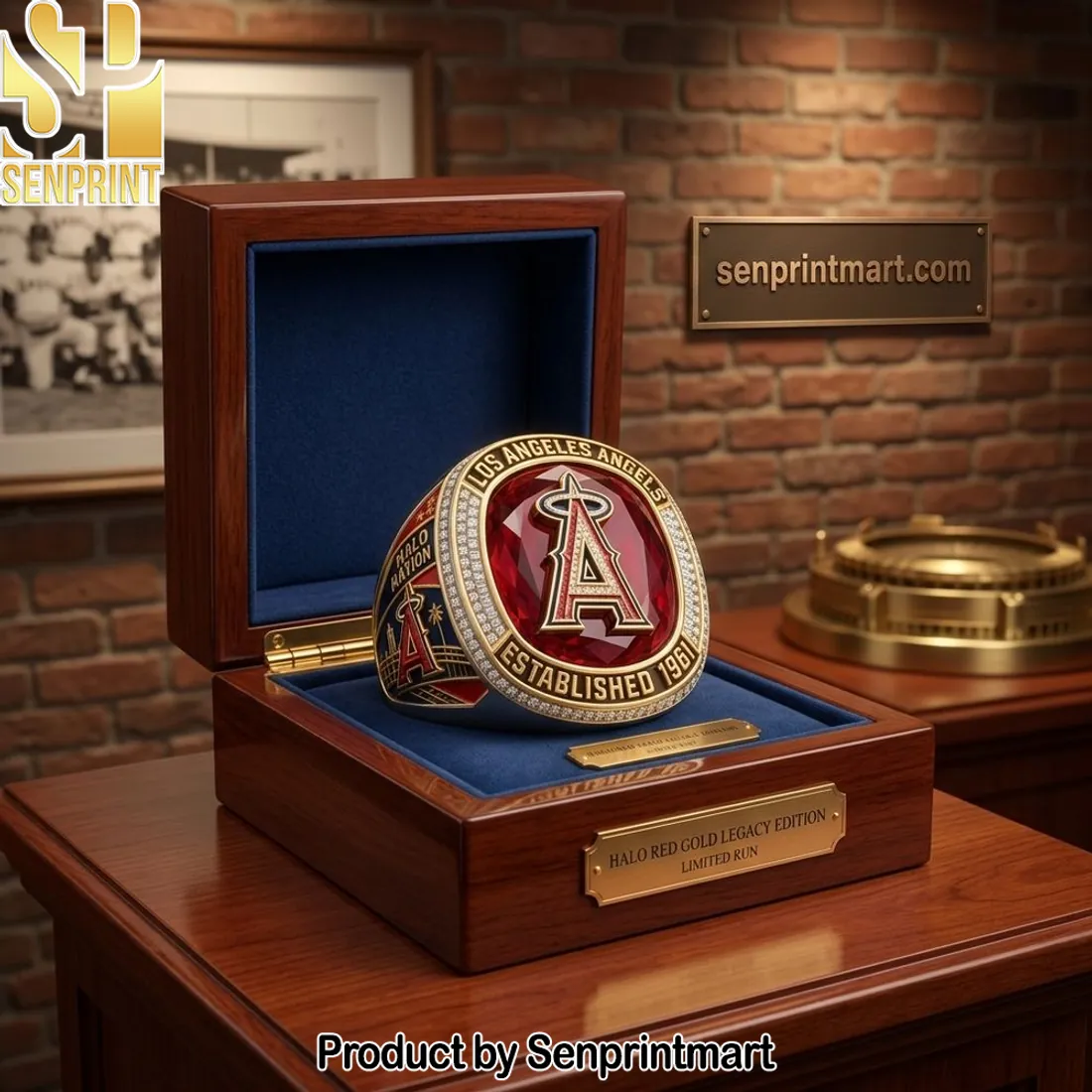 Los Angeles Angels Established 1961 Red Gold Legacy Edition Ring