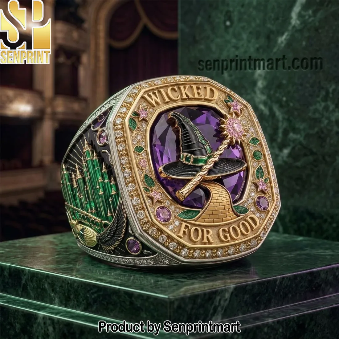 Wicked For Good Premium Gold Tone Emerald City Ring