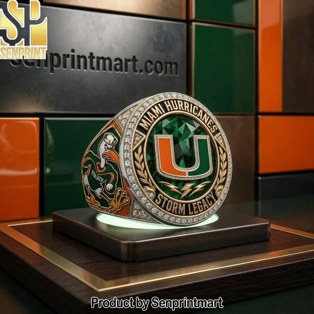 Miami Hurricanes Storm Legacy Diamond Accent Ring