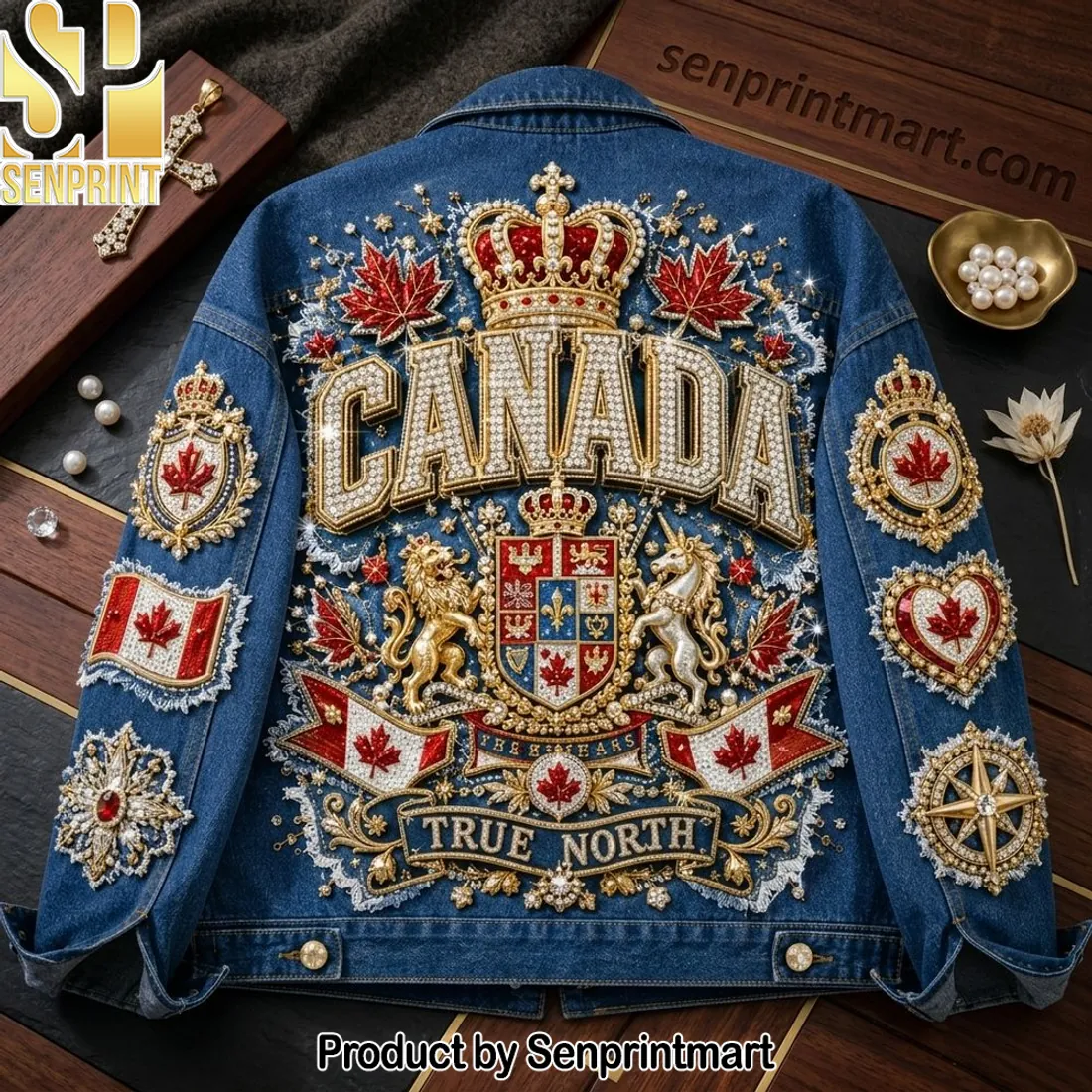 Canada True North Embellished Premium Denim Jacket