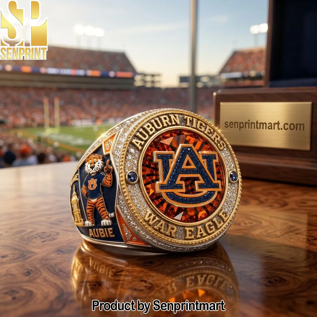 Auburn Tigers Premium Championship Style Gold Tone Diamond Ring