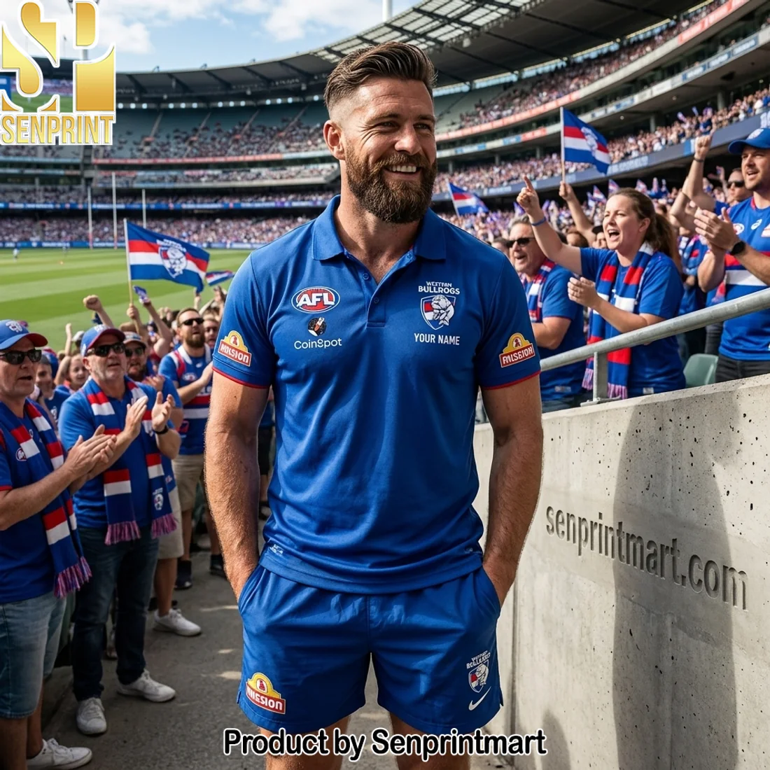Western Bulldogs Personalized AFL Royal Blue Fan Polo Set