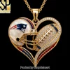 New England Patriots Limited Edition Diamond-Accented Gold-Tone Heart Football Helmet Pendant Necklace
