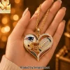 New England Patriots Limited Edition Diamond-Accented Gold-Tone Heart Football Helmet Pendant Necklace