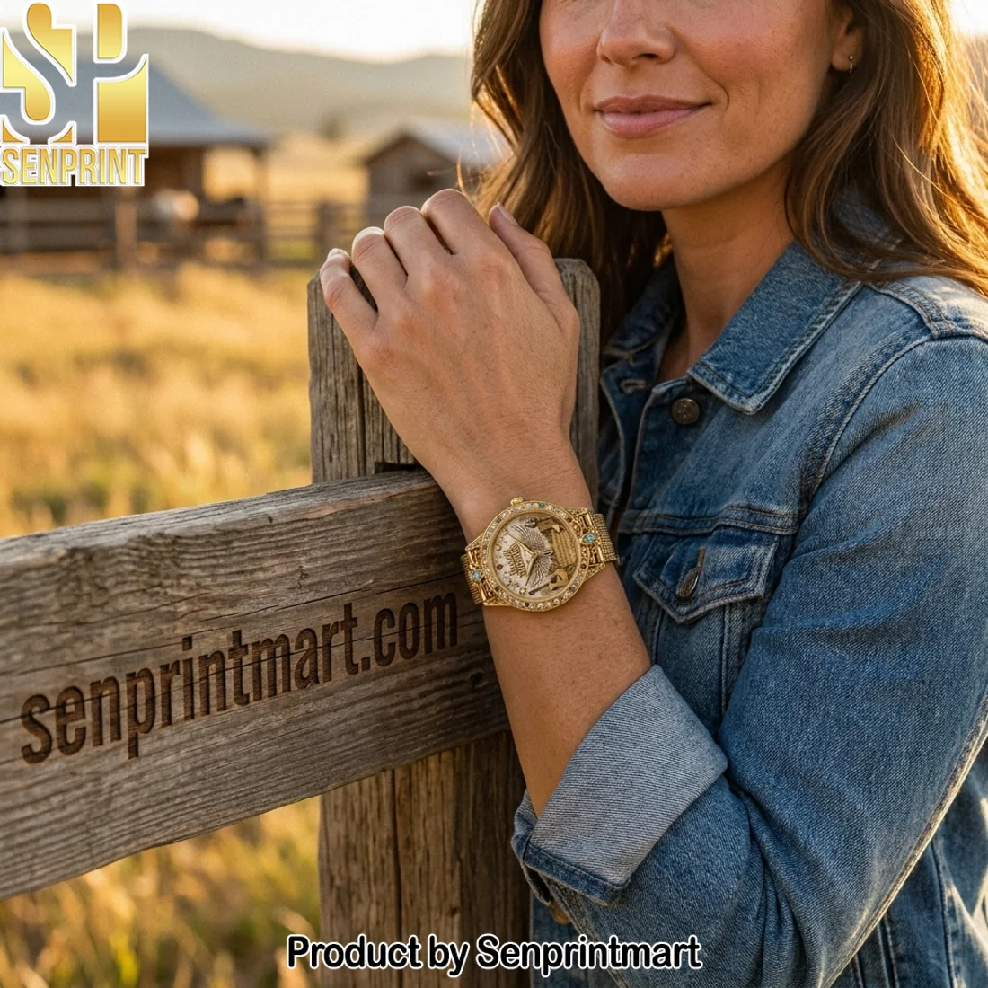 Blake Shelton Country Gold Heirloom Imperial Ladies Edition Luxury Western Gold Mesh Stainless Steel Watch