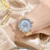 Frozen Ice Palace Snowflake Crystal Heirloom Edition Luxury Gold Mesh Stainless Steel Watch