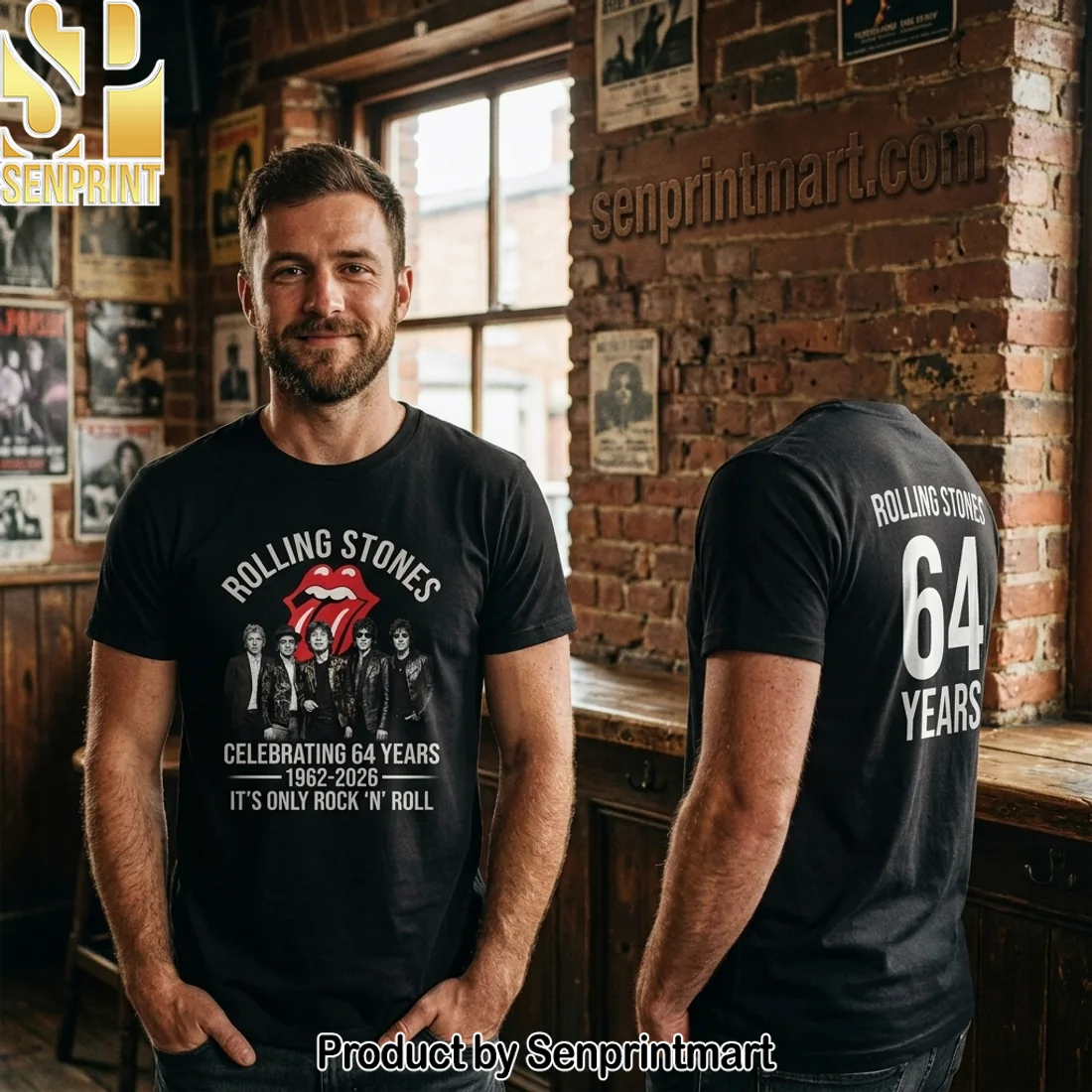 The Rolling Stones Celebrating 64 Years 1962 2026 Its Only Rock N Roll Commemorative Graphic T-Shirt The Rolling Stones Celebrating 64 Years 1962 2026 Its Only Rock N Roll Commemorative Graphic T-Shirt