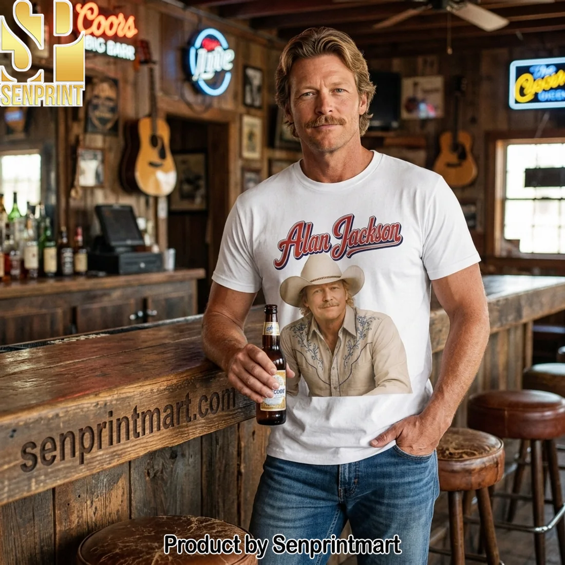 Alan Jackson I Love Country Music Vintage Retro Western Graphic 3D T-Shirt
