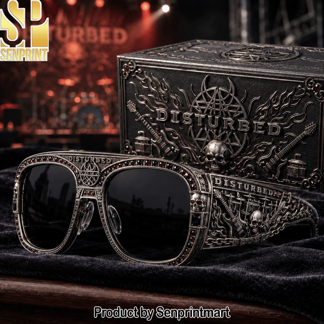 Disturbed Heavy Metal Rock Band Gothic Skull Carved Metal Premium Unisex Sunglasses Disturbed Heavy Metal Rock Band Gothic Skull Carved Metal Premium Unisex Sunglasses