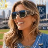 Kansas City Royals Premium Gold and Blue Crystal Bling Oversized Unisex Sunglasses