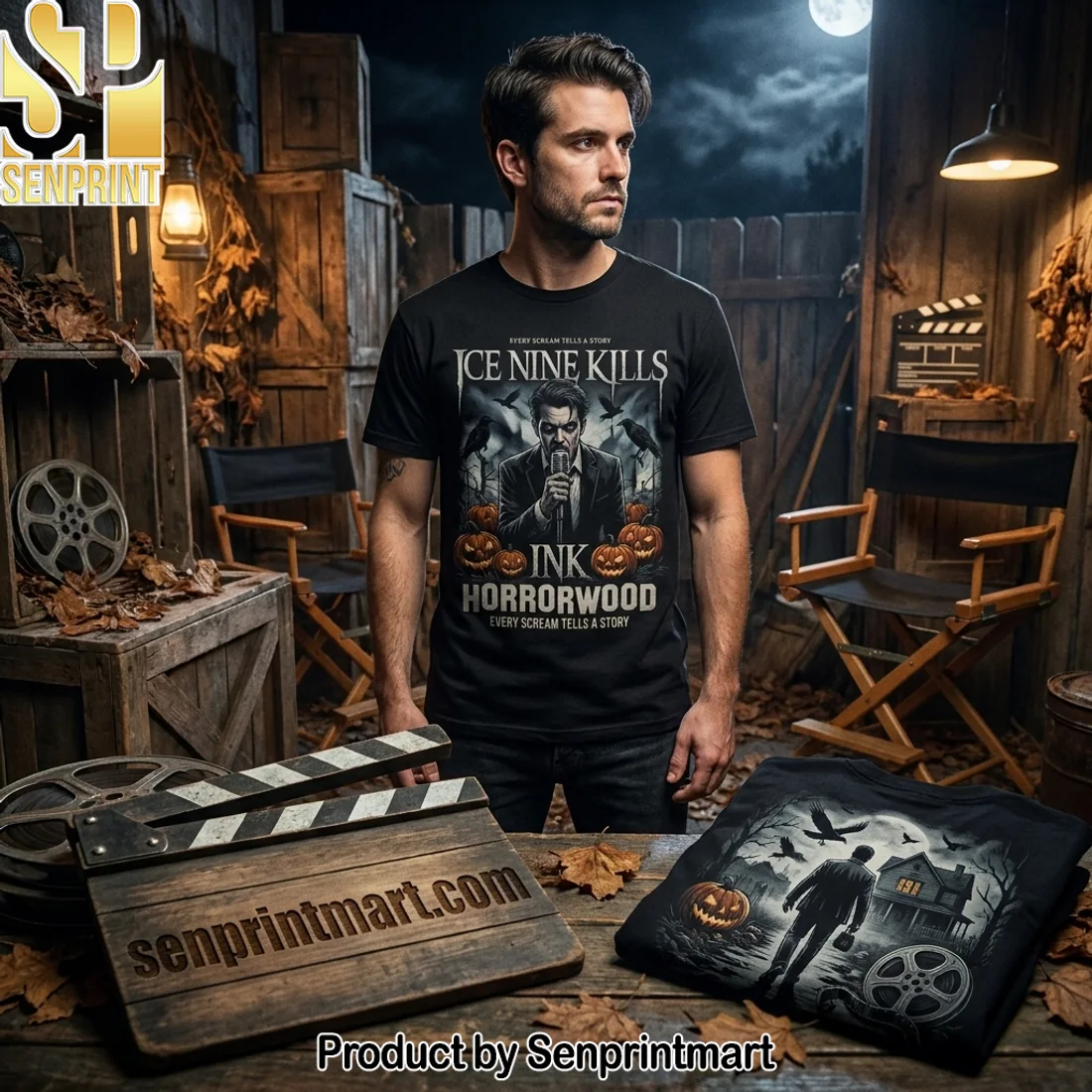 Ice Nine Kills INK Horrorwood Every Scream Tells A Story Double Sided Graphic T-Shirt