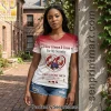 Delta Sigma Theta Crimson and Cream Ombre Sisterhood Women's V-Neck T-Shirt