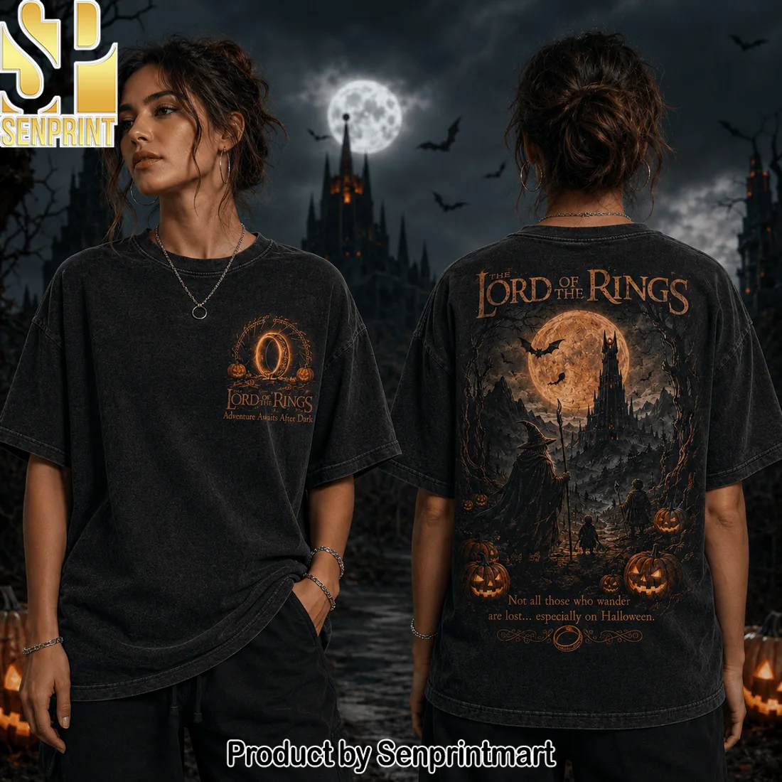 Lord of the Rings Halloween Adventure Awaits Vintage Washed Graphic T-Shirt Lord of the Rings Halloween Adventure Awaits Vintage Washed Graphic T-Shirt