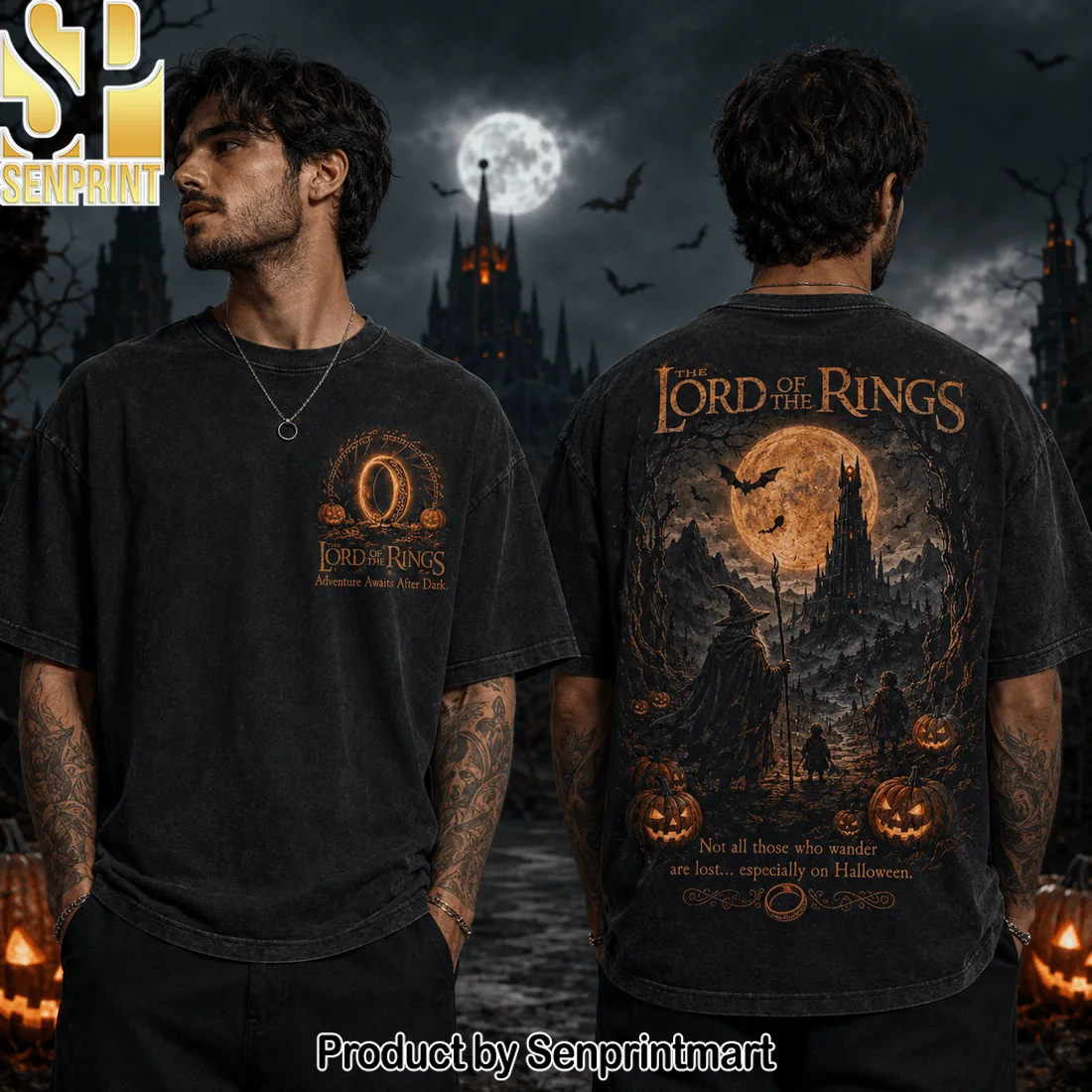 Lord of the Rings Halloween Adventure Awaits Vintage Washed Graphic T-Shirt
