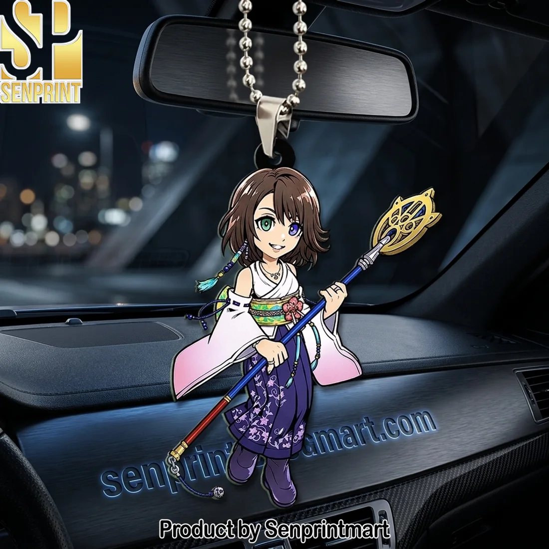 Final Fantasy X Yuna 25th Anniversary Custom Shape Double-Sided Acrylic Car Ornament