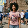 Chicago Cubs Hello Kitty Wrigleyville Premium Pink 3D Embossed T-Shirt