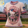 Chicago Cubs Hello Kitty Wrigleyville Premium Pink 3D Embossed T-Shirt