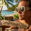 Slightly Stoopid Premium Ornate Gold Skeleton Surfer Unisex Sunglasses