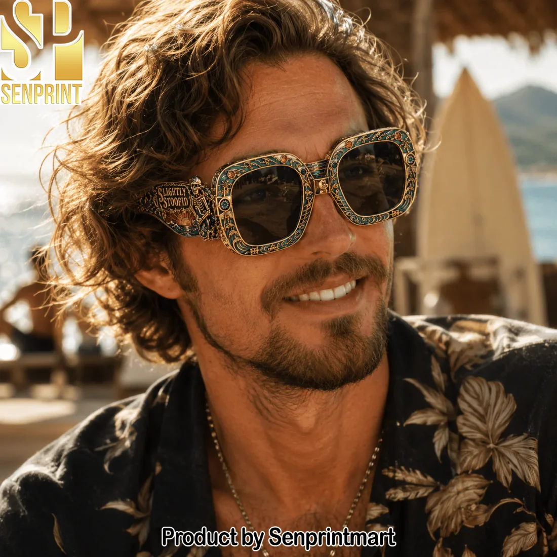 Slightly Stoopid Premium Ornate Gold Skeleton Surfer Unisex Sunglasses Slightly Stoopid Premium Ornate Gold Skeleton Surfer Unisex Sunglasses