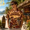 Washington Commanders NFL Funny Pig Mascot Burgundy and Gold Tropical Sunset Hawaiian Shirt