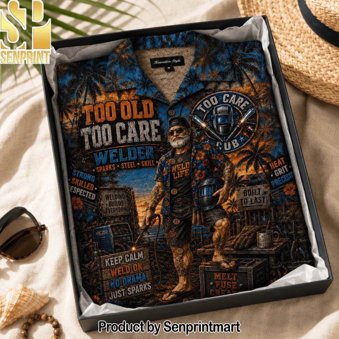 Too Old Too Care Welder Funny Weld Life Men’s Tropical Button Down Hawaiian Shirt Too Old Too Care Welder Funny Weld Life Men’s Tropical Button Down Hawaiian Shirt
