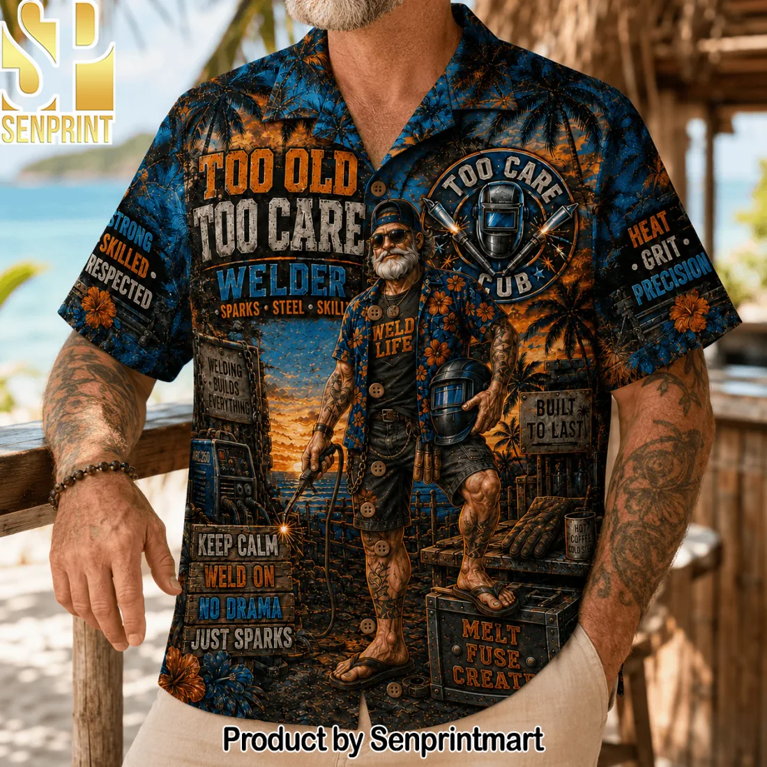 Too Old Too Care Welder Funny Weld Life Men’s Tropical Button Down Hawaiian Shirt Too Old Too Care Welder Funny Weld Life Men’s Tropical Button Down Hawaiian Shirt
