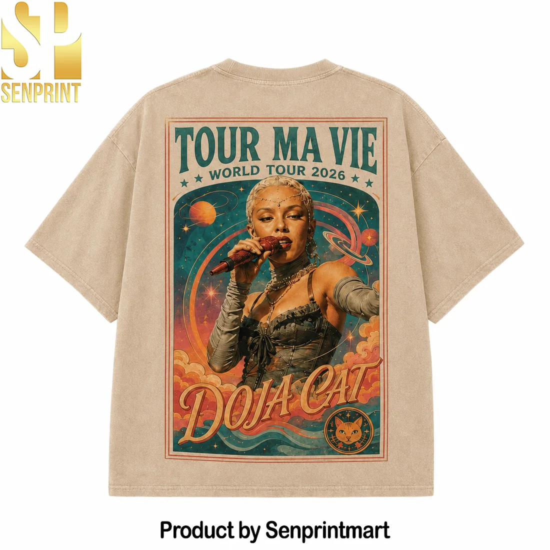 Doja Cat Tour Ma Vie 2026 Velvet Orbit Vintage Retro Concert Graphic T-Shirt Doja Cat Tour Ma Vie 2026 Velvet Orbit Vintage Retro Concert Graphic T-Shirt