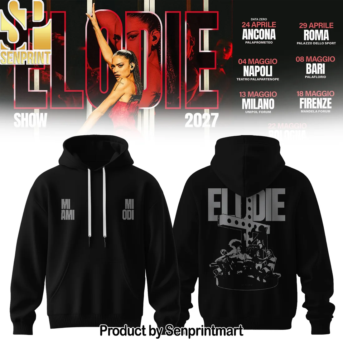 Elodie Stadium Show 2027 Mi Ami Mi Odi Concert Tour Streetwear Graphic Hoodie Elodie Stadium Show 2027 Mi Ami Mi Odi Concert Tour Streetwear Graphic Hoodie