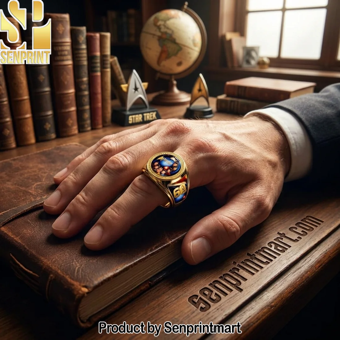 Star Trek The Original Series 60th Anniversary 1966-2026 Gold 3D Engraved Commemorative Ring