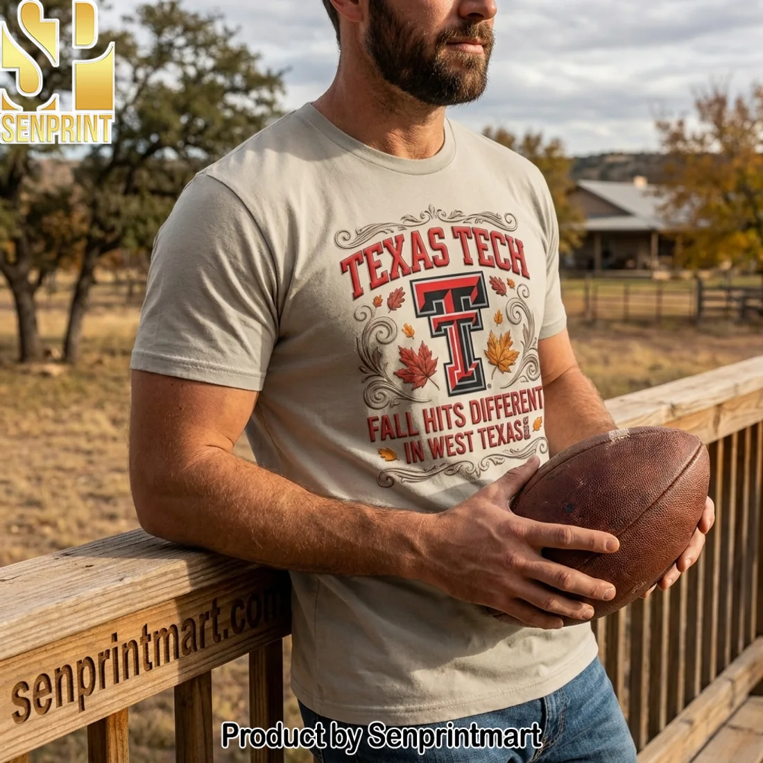 Texas Tech Red Raiders Fall Hits Different in West Texas Premium 3D Embossed Graphic T-Shirt