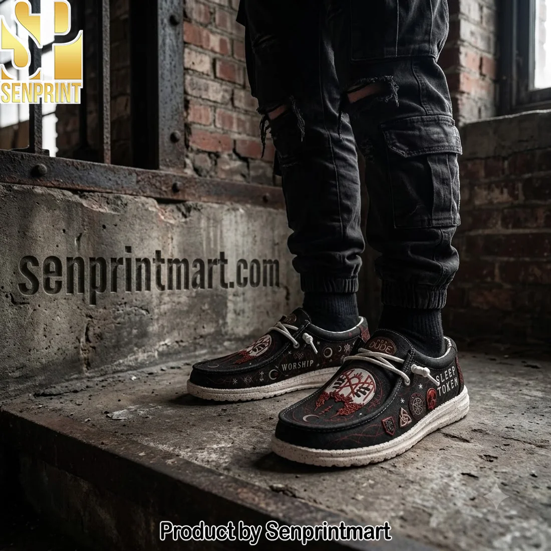 Sleep Token Worship Custom Gothic Graphic Lightweight Casual Canvas Loafer Shoes