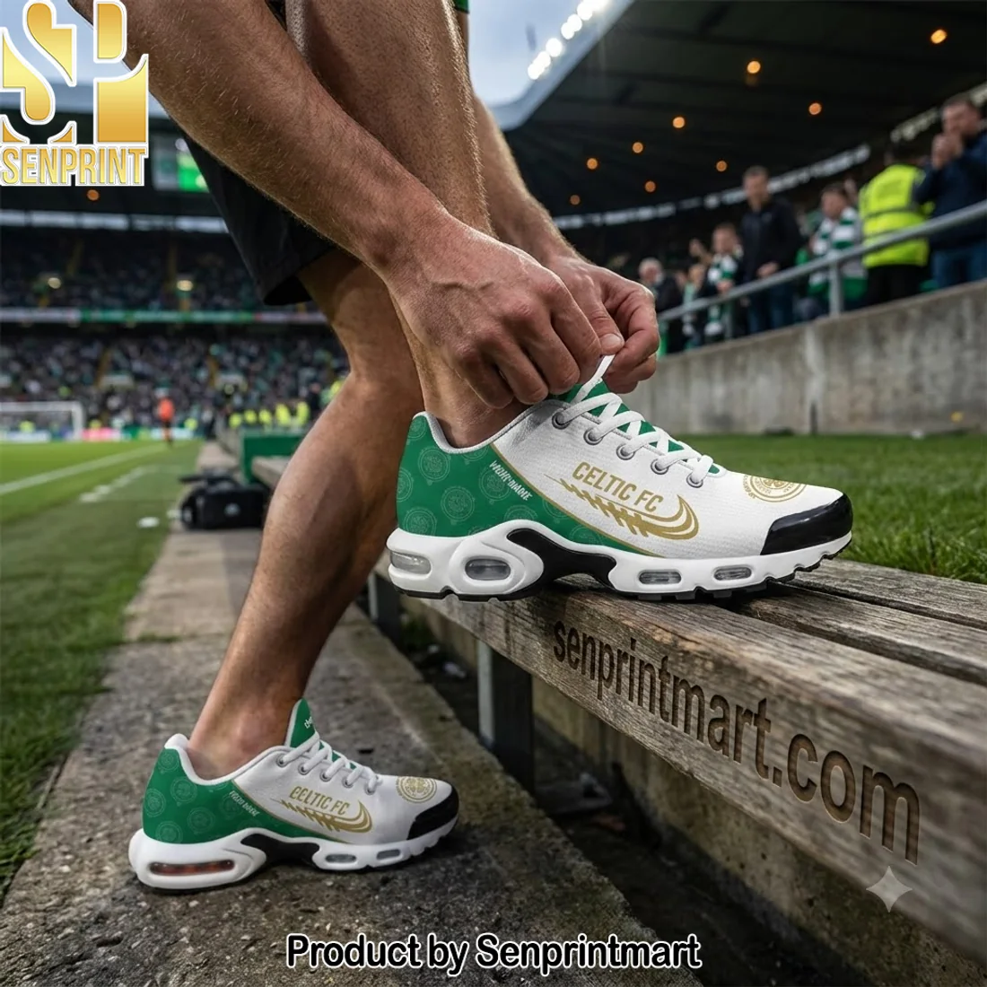 Celtic FC Personalized Custom Name Green and White Athletic Air Cushion Running Shoes Celtic FC Personalized Custom Name Green and White Athletic Air Cushion Running Shoes