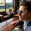 MLB Chicago Cubs Luxury Crystal Studded Blue and Gold Unisex Sunglasses