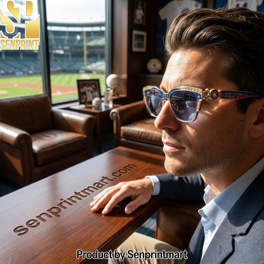 MLB Chicago Cubs Luxury Crystal Studded Blue and Gold Unisex Sunglasses MLB Chicago Cubs Luxury Crystal Studded Blue and Gold Unisex Sunglasses